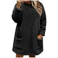 thumbnail image 2 of Plus Size Winter Sweatshirts for Women Soft Comfortable Crewneck Long Sleeve Fuzzy Fleece Loungewear Tunic Blouse Tops with Pockets Black 5XL, 2 of 3