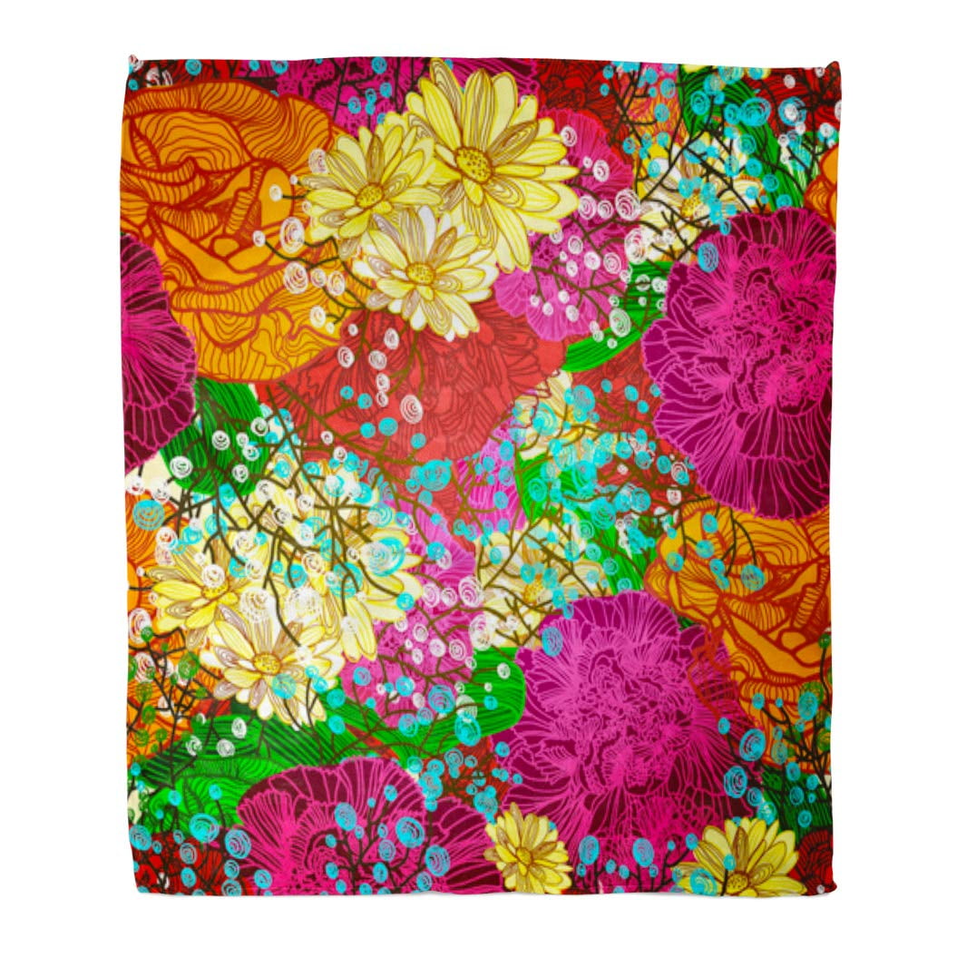 LADDKE Flannel Throw Blanket Pink Floral Abstract Bright Flowers