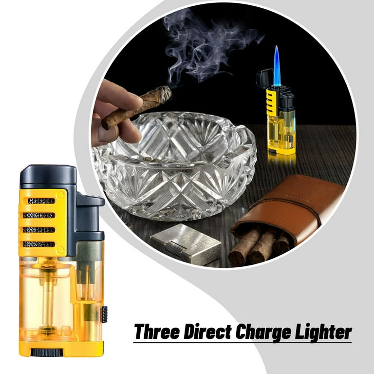 cigarette lighter grill sruoe Pocket Lighters Wind Resistant Torch Lighters on Clearance Portable  Three-Stroke Cigar Lighter Lighter Grill BBQ Candle Camping