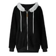thumbnail image 4 of TQWQT Fleece Coats for Women  Faux Fur Jacket Coat Fuzzy Fleece Jacket Plus Size Zip Up Drawstring Sweatshirt Oversized Light Blue S, 4 of 6