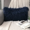 thumbnail image 2 of Phantoscope Merino Style Faux Fur Series Decorative Throw Pillow Bundle, 12" x 20"/18" x 18", Navy Blue, 2 Pack, 2 of 5