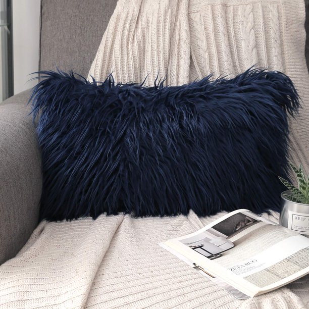 Phantoscope Merino Style Faux Fur Series Decorative Throw Pillow, 12" x