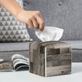 thumbnail image 6 of Yiaed Wooden Texture Print Tissue Box Cover, PU Leather Decorative Organizer for Tabletop, Bathroom, Car, Office Creative Decorative, 6 of 7