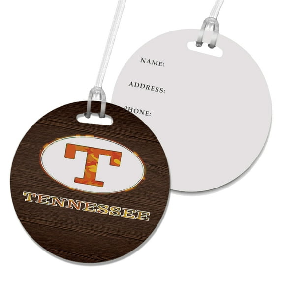 KuzmarK Luggage Travel Round Bag Tag - Tennessee Wood