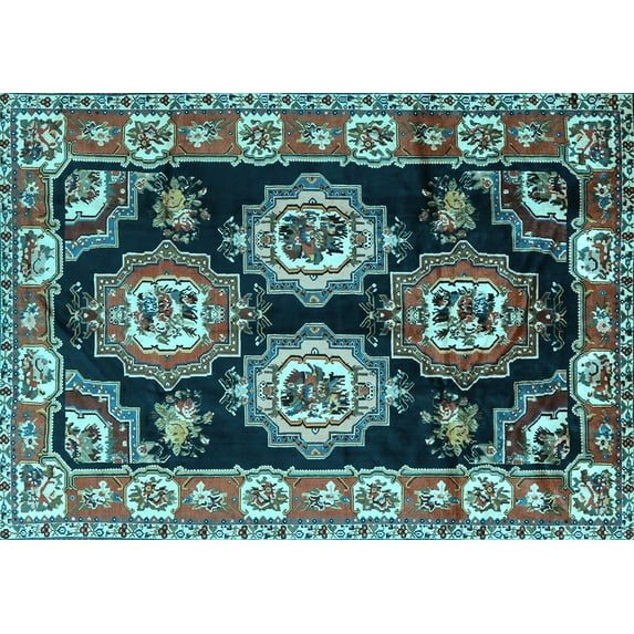 Ahgly Company Indoor Rectangle Persian Light Blue Traditional Area Rugs, 5' x 8'