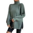 thumbnail image 2 of Innerwin Chandails à Col Roulé pour Femmes Chandail de Travail Manches Longues Ample Tricoté Vert Clair G, 2 of 4