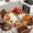 Orange Green Beige, variant on Orange Pumpkins Round Tablecloth, Fitted Table Cover with Elastic for 36"-44" Round Tables, Farmhouse Botanical Leaves Wooden Vintage Table Cloth Outdoor Indoor Dinning Party Waterproof Tablecloths
