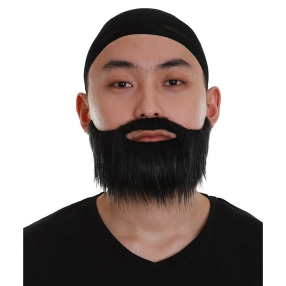 HPO Adult Men's Thick Sleek Beard Straight Sleek Beard Styles Black Color Perfect for Cosplay
