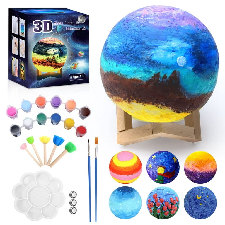  Paint Your Own Moon Lamp Kit, 16 Colors Rechargeable DIY 3D  Moon Night Light Arts and Crafts Kit, Art Supplies Birthday Gifts for Kids  Girls Boys Teens Ages 5 6 7