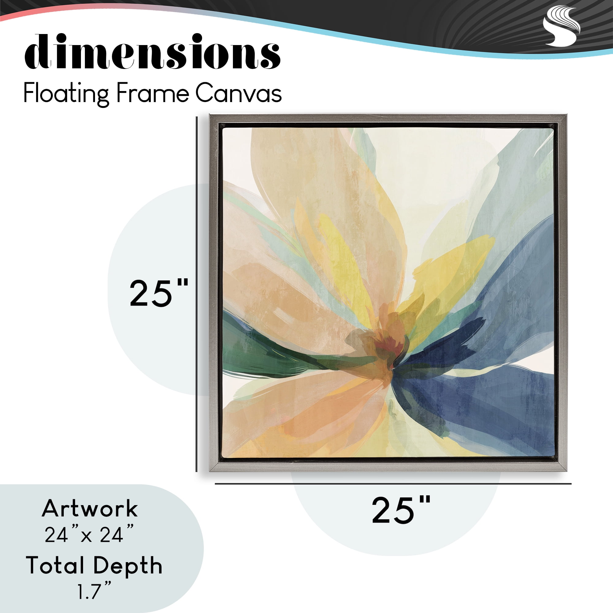 Flared Abstract Neutral Petals Gray Framed Floater Canvas Wall Art, design by Irena Orlov