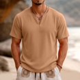 thumbnail image 2 of Men's Casual Sport Top Short Sleeve V-Neck T-Shirt Tops Quick Dry Breathable Moisture Wicking Workout Gym Training Running Essential Gift For Him | JASKFLY,Khaki M, 2 of 8