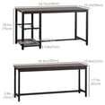 thumbnail image 3 of HOMCOM 3-Piece Dining Table Set for 4 with 2 Benches, Rectangular Dining Table and Chairs Set, Industrial Kitchen Table with 5-Bottle Wine Rack, Glass Holder, and Storage Shelf, Rustic Brown, 3 of 10