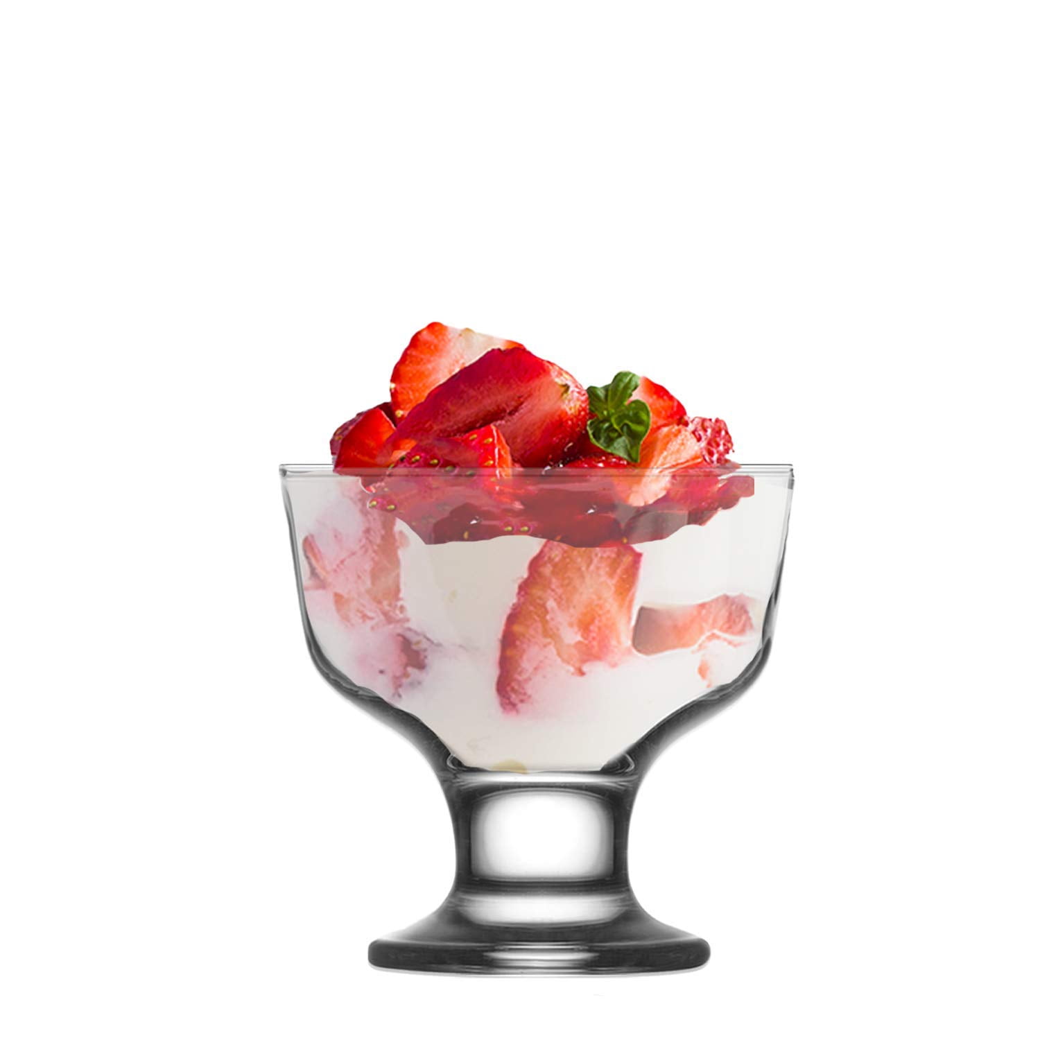 Vikko Footed Ice Cream Bowls: 7 Ounce Glass Dessert Cups – For Ices, Pudding, Fruit, and More – Set Of 12 Thick Glass Serving Dishes – Dishwasher Safe