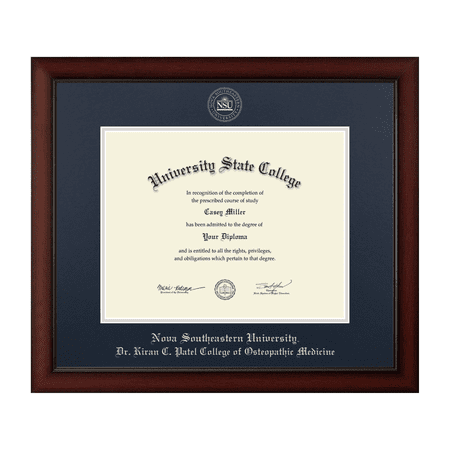 Framerly - NSU Medicine Diploma Frame with Navy and Silver Mat
