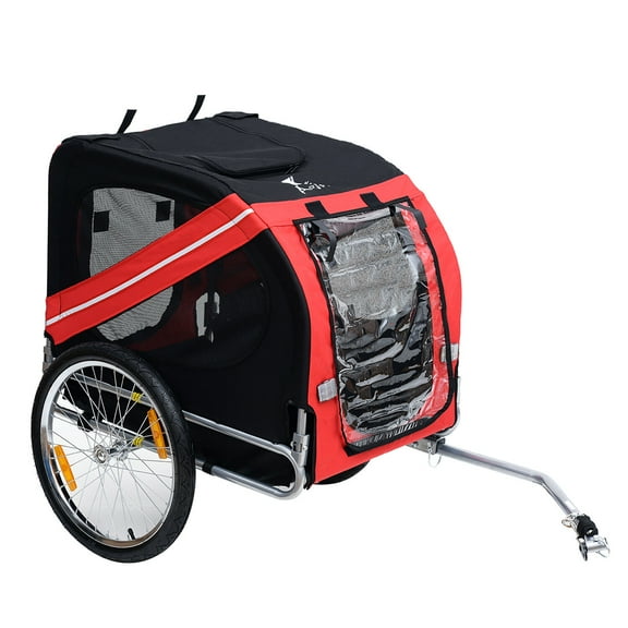 Dog Bike Trailer - 3-Entry Pet Carrier Bicycle Wagon with 20" Wheels for Medium Dogs, Red/Black (51.3"L x 28.8"W x 35.5"H)