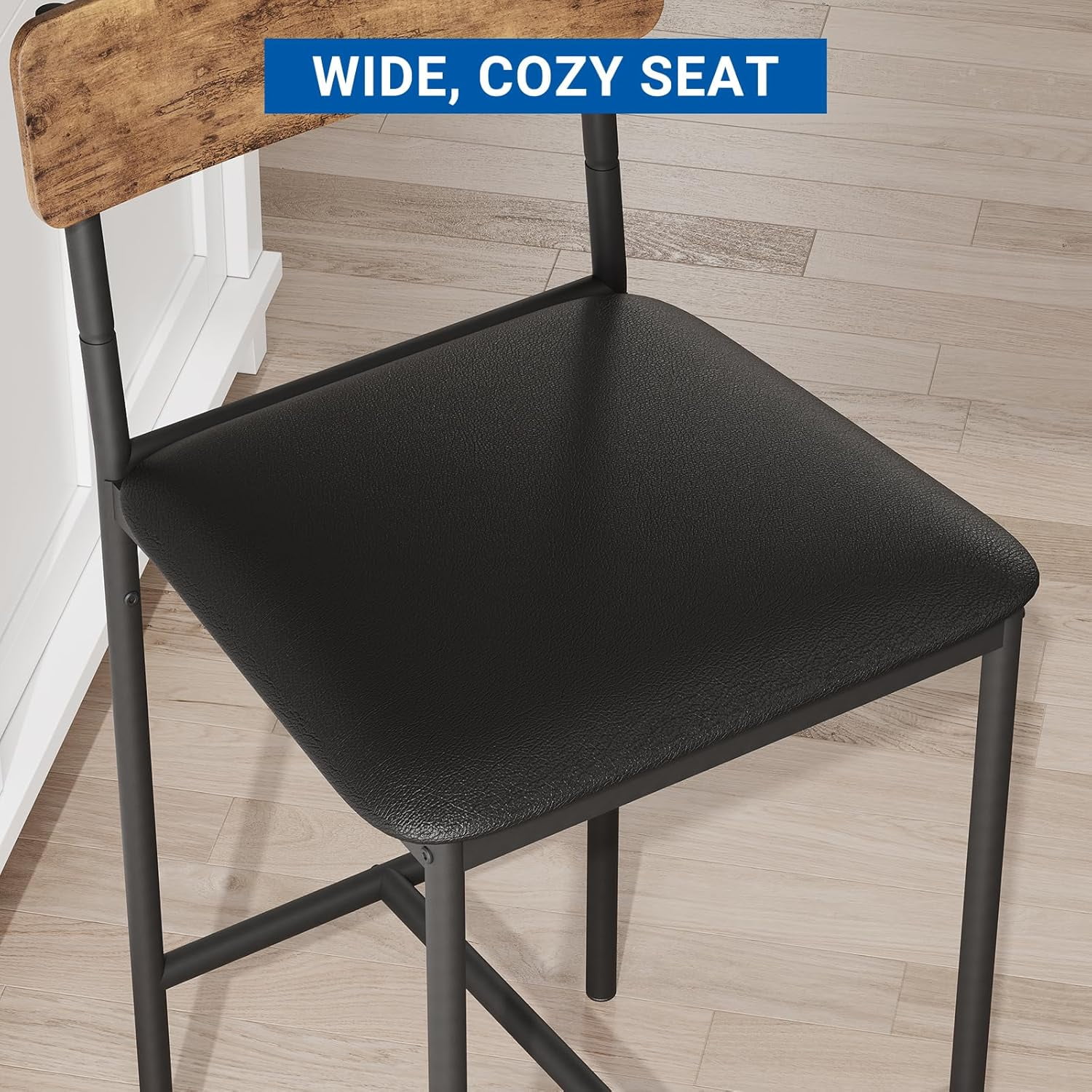 COZONY Barstools Set of 4, 37"H PU Upholstered Counter Bar Stools, Modern Armless Back Chairs, Kitchen, Living Room, Apartment, Dining Room, Pub, Retro Brown