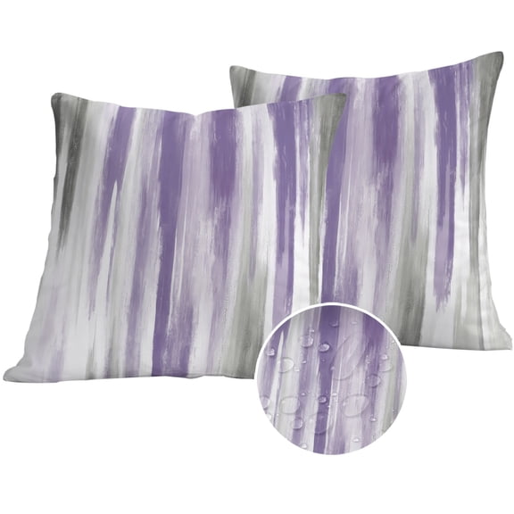 Purple Gray Outdoor Pillow Covers 18x18 Set of 2,Waterproof Patio Throw Pillowcase Protectors,Vintage Country Abstract Gradient Aesthetic Decorative Pillow Shams Cushion Covers for Seat Bed Couch
