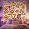 thumbnail image 2 of Retro Floral Pattern With Orange and Pink Blooms, Playful Vintage Style for Flower Lovers, Botanical Wall Art, Mother's Day Gift, Tapestry Wall Hanging for Bedroom and Living Room, 2 of 7