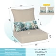 thumbnail image 3 of Aoodor 23"x26" Patio Chair Cushions Set, Memory Foam Outdoor Seat Cushions (Set of 2 Seats, 2 Backs, 2 Lumbar Pillows)- Brown, 3 of 9