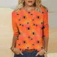 thumbnail image 2 of Enjoytime Casual Tops for Women Halloween Printed Round Neck 3/4 Sleeve Shirts Vintage Loose Fall Winter Blouses Womens Plus Size Clothing, 2 of 4