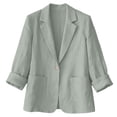 thumbnail image 6 of WRFWUL Womens Cotton Linen Blazer 3/4 Sleeve Open Front Notched Collar Jacket Casual Work Office Lightweight Coat with Pockets, 6 of 6
