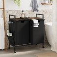 thumbnail image 6 of Double Laundry Hamper with Lid,Rolling Laundry Basket Organizer with Wheels, Iron-Made Laundry Sorter with Top Shelf and 2 Removable Bags,Large Clothes Storage for Room,Black 1, 6 of 14