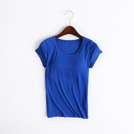 Blue Young Adult Tops Yoga Gym Tops Workout Tank Tops Strap Padded Undershirts Cotton Camisole Vest Top Seamless Sleeping Vest Bra Top Plus Size Tops for Women