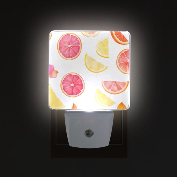 Yayeee LED Night Light for The Home Plug in With Light Sensors 2 Pack, White Grapefruit Slices