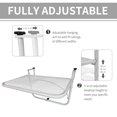 thumbnail image 3 of Adjustable Balcony Hanging Railing Table, White Metal Outdoor Hanging Desk for Patio & Deck, 3-Level Height & Rail Width Adjustment, Small Space Serving Table, 23.6" L x 22" W, 3 of 7