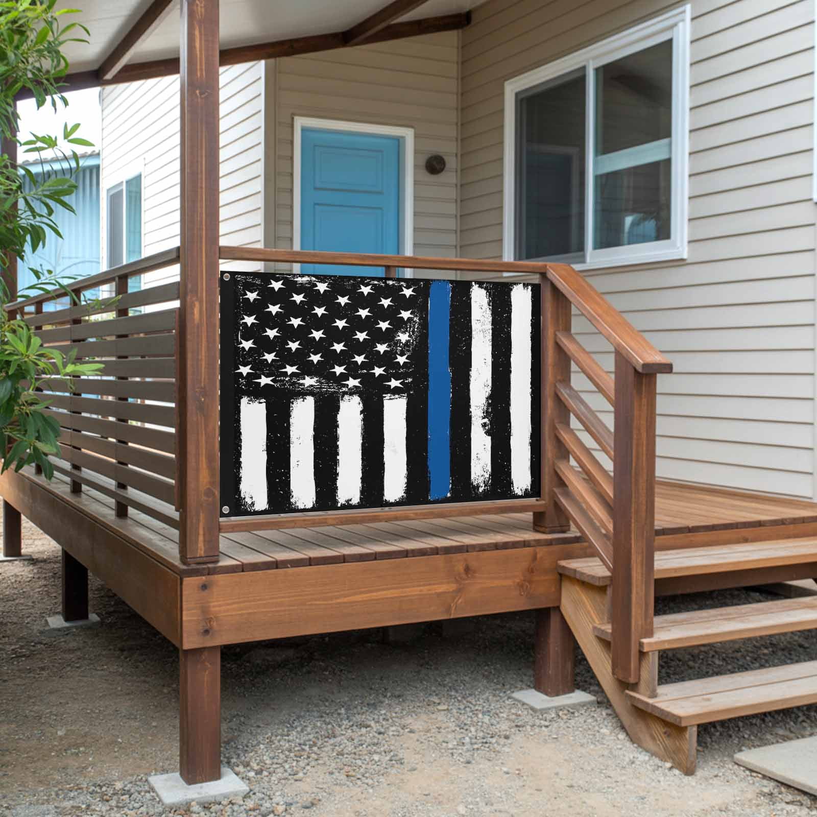4th of July Flags for Outside 3x5 ft American USA Flag Sloth Outdoor Flags Double Sided Grommets House Banner Black White And Blue Line Patio Yard Flag for Outdoor Party Porch Independence Day Decor