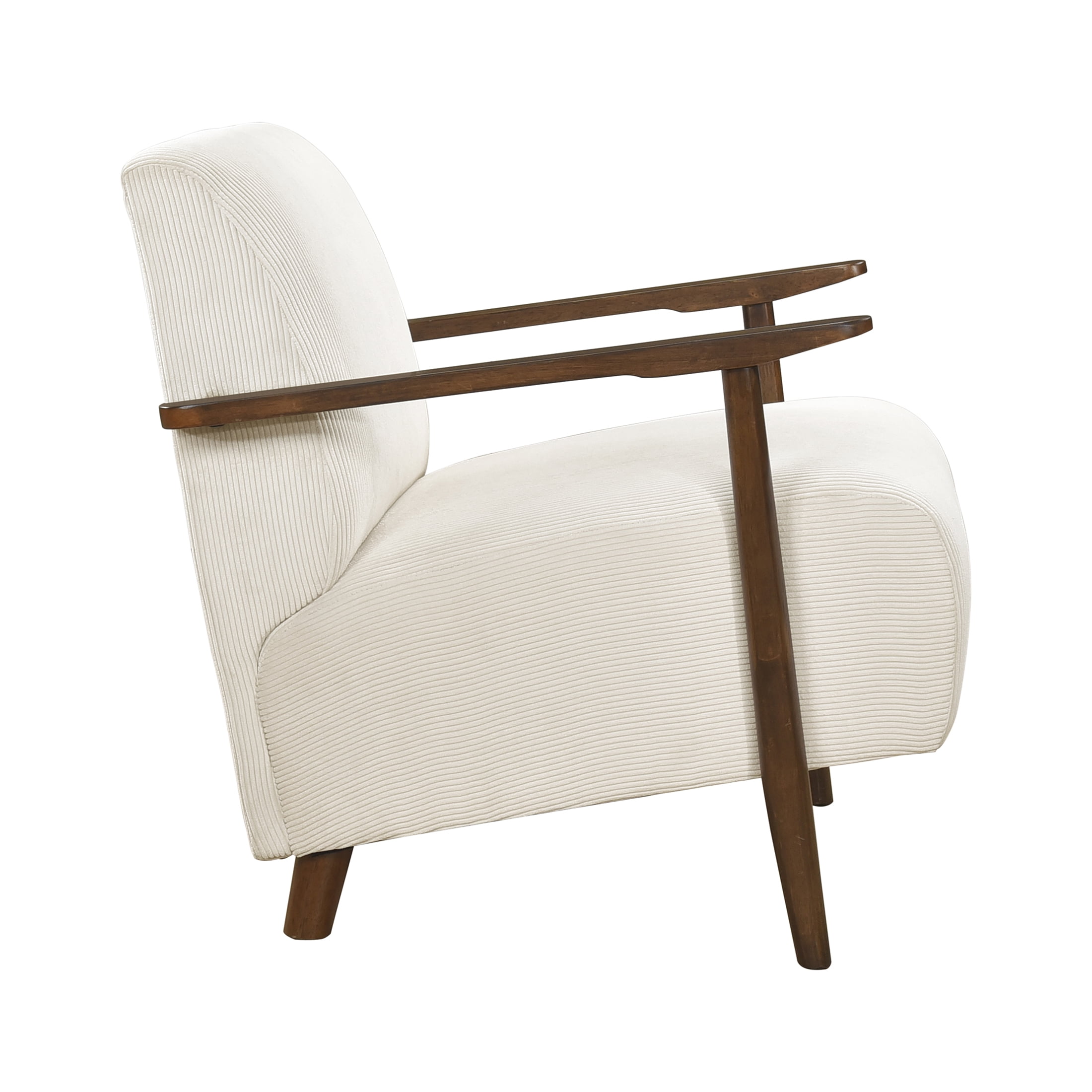 OakvillePark Aralune Corduroy Accent Chair, Beige and Brown Wood Finish