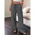 thumbnail image 4 of Women'S Palazzo Pants Summer High Waisted Wide Leg Drawstring Flowy Beach Trousers with Pockets Pink M, 4 of 7