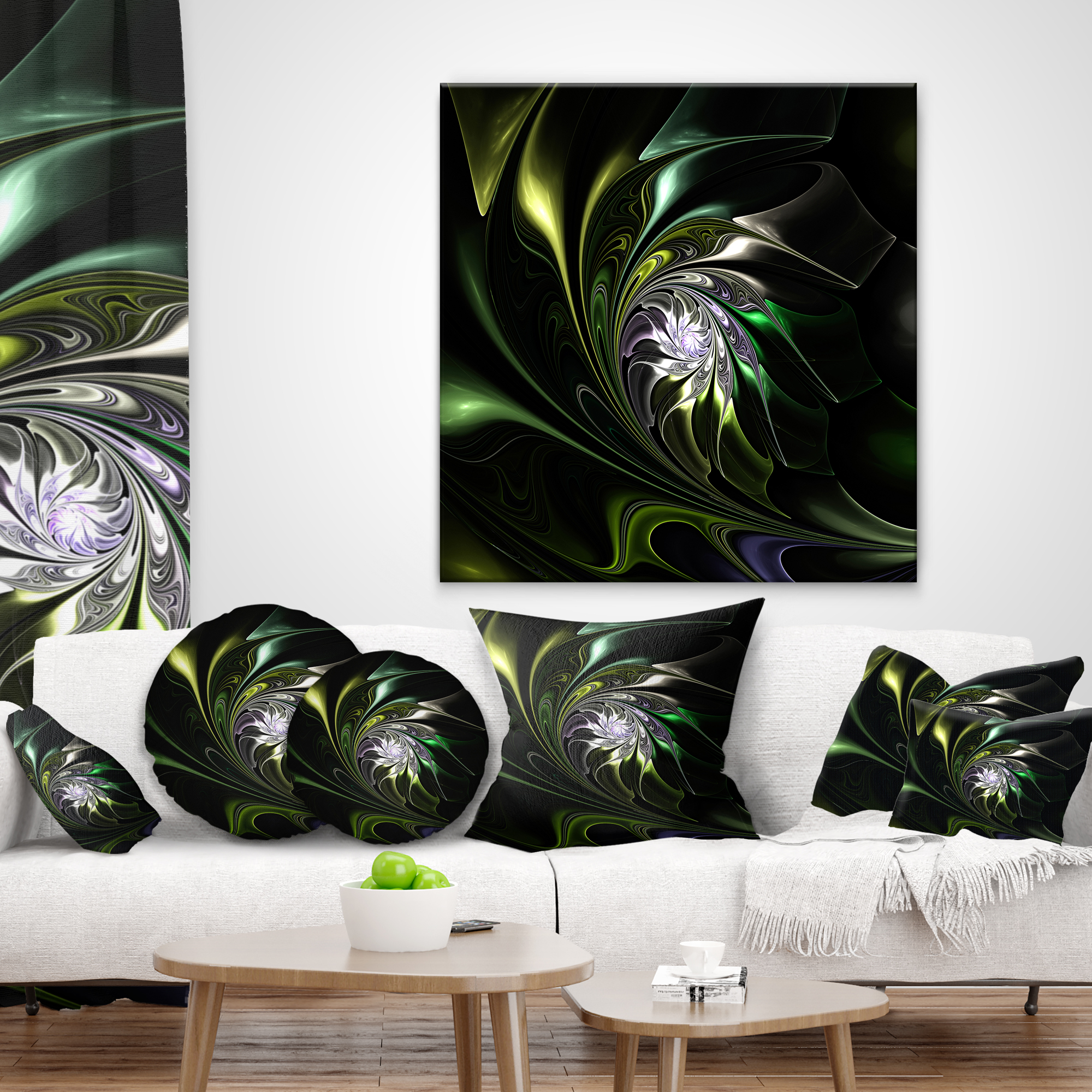 Designart 12" x 20" Green Polyester Throw Pillow