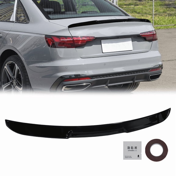 Fit For 2017-2024 Audi A4 S4 B9 M4 V Style Rear Trunk Spoiler Wing Glossy Black