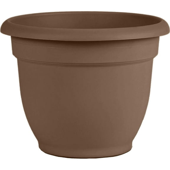 Bloem Fiskars Ariana 6.5" x 3.5" x 5.25" Round Chocolate Plastic Plant Pot with Self-Watering Grid