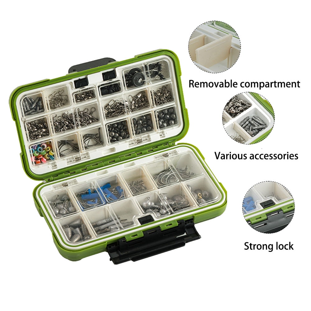 MRSXXNTY 397pcs Fishing Accessories Kit, Organized Fishing Tackle Box with Tackle Included, Fishing Hooks, Fishing Weights Sinkers, Swivels, Beads, Fishing Gear Set Equipment for Bass Trout