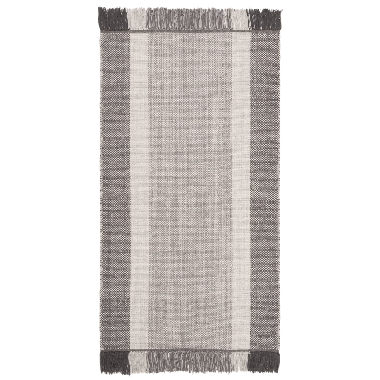 SAFAVIEH Montauk Sharlene Solid Cotton Area Rug, Ivory/Grey, 4' x 6'