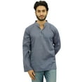 thumbnail image 1 of Atasi Chemise Tunique Décontractée en Coton Gris Col Court pour Hommes - TTTG, 1 of 7