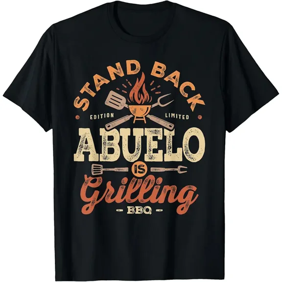 Funny Abuelo Grandfather Grilling BBQ Quote Men Short Sleeve Graphic T-Shirt