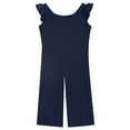 thumbnail image 6 of lcziwo Girls Wide Leg Loose Jumpsuit Kids Casual Cap Sleeve Round Neck Long Romper Summer Onesie Pants with Pockets Navy Summer Savings, 6 of 9