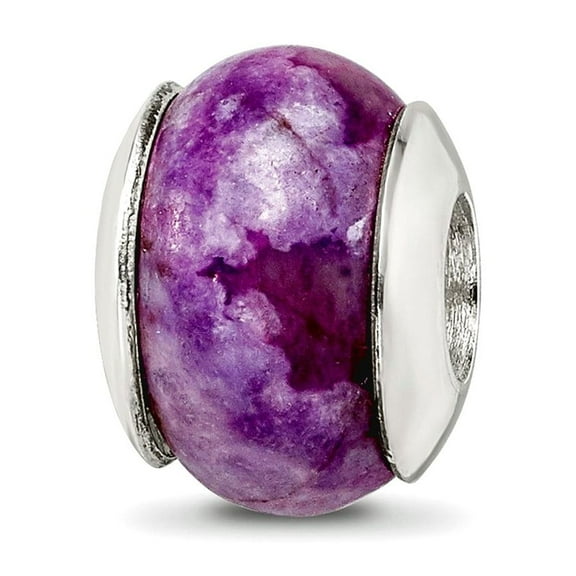 925 Sterling Silver Polished Oxidized Reflections Purple Magnesite Stone Bead Charm 10.91x8.18mm Wide Pendant Necklace f