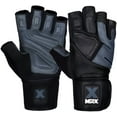 thumbnail image 4 of MRX Weight Lifting Pro Level Gloves With 18 Inches Long Wrist Strap Gym Workout Exercise & Fitness Black Grey (Small), 4 of 4
