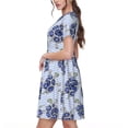 thumbnail image 2 of Fotbe Turtle with Blue Stones Pattern Dress Casual Womens Fashion Short Sleeve Maxi Dress T Shirt Dress Striped Long Color Block Maxi Dress, 2 of 6