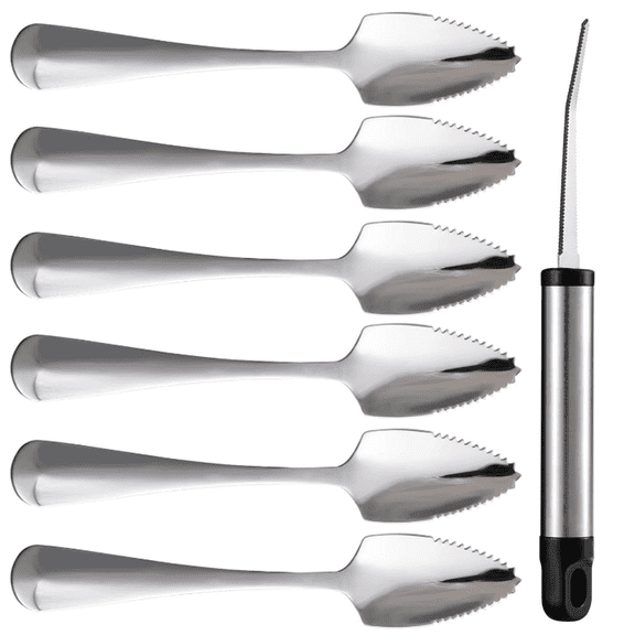 7Pcs Stainless Steel Grapefruit Spoons with Serrated Edges, Suitable for Citrus Fruits Desserts Salads
