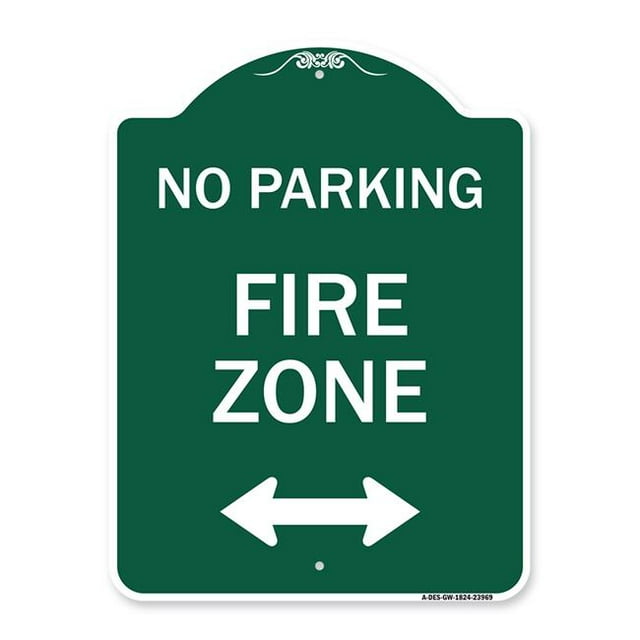 SignMission A-DES-GW-1824-23969 18 x 24 Po. Panneau Designer Series - Zone de Feu avec Flèche Bidirectionnelle, Vert & Blanc