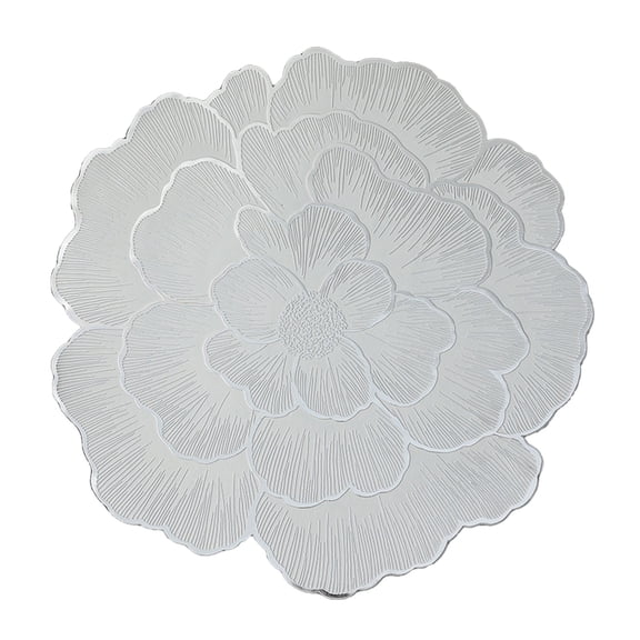 THHEIC Round Floral Placemats Set, Gold Rose Shaped Metallic Place Mats 15 Inch, Waterproof Non Slip Kitchen Table Mats, for Home Dining Wedding Party, Table Mats