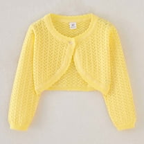 Annhoo Toddler Girls Long Sleeve Shrug Cardigans Baby Button Closure Knitted Sweaters Cropped Jacket Cover up Tops