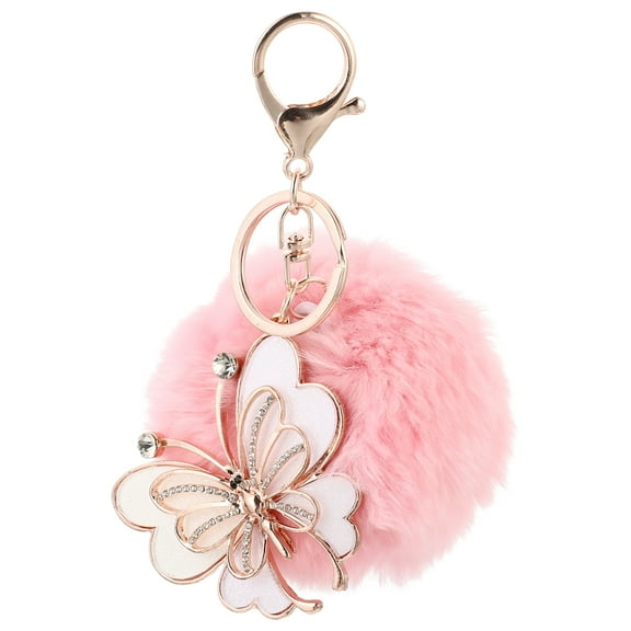 Mersess Pom Poms Keychains Fuzzy Keyring Key Holder Car Purse Bag Charm for Birthday Souvenir Gift