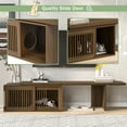 thumbnail image 4 of Mid-Century Modern 2 in 1 Cat Furniture 78" Extendable Walnut TV Stand (up to 100"),  Entertainment Center Litter Box Enclosure with Cat Scratcher, 4 of 21