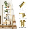 thumbnail image 3 of Topcobe 4 Tier Metal Frame Freestanding Corner Shelf for Bedroom Living Room, 48" Modern Wall Corner Bookcase for Home Office, Gold, 3 of 8